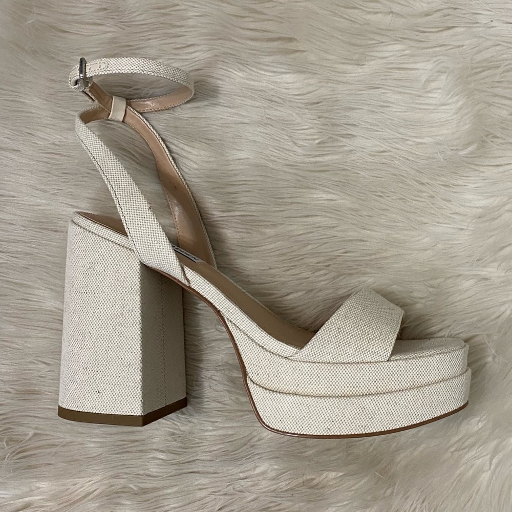 Steve Madden Beige Tan Cream Canvas Chunky Warped… - image 4